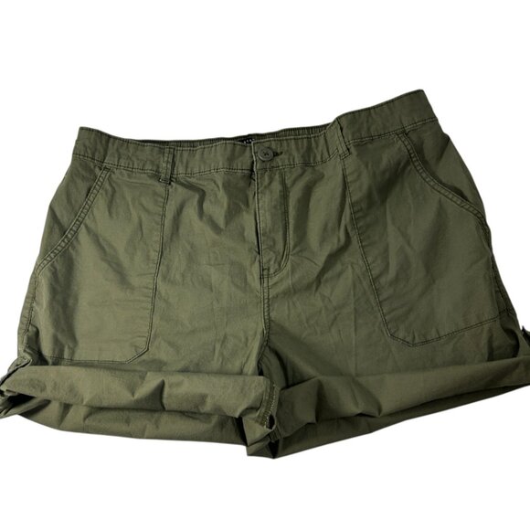 Social Standard by Sanctuary Shorts Womens XXL Green Casual Roll Tab Cuff - Picture 4 of 9